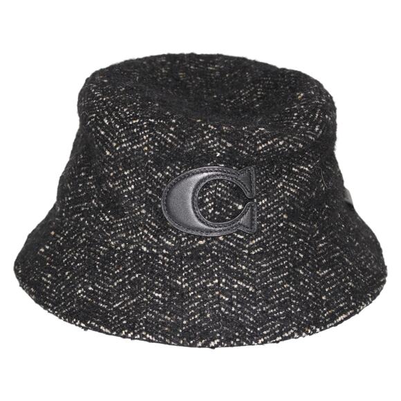 Coach Herringbone Bucket Hat C4671 Black Grey NWT - Picture 1 of 6